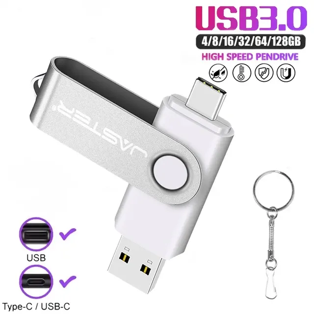 Orangefarbener 2-in-1 USB-C-Stick mit Schlüsselanhänger 2
