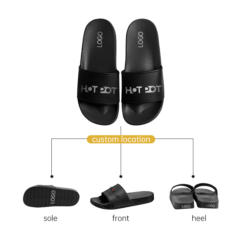 Schwarze Hotel Slides PU Sommer Sandalen 3