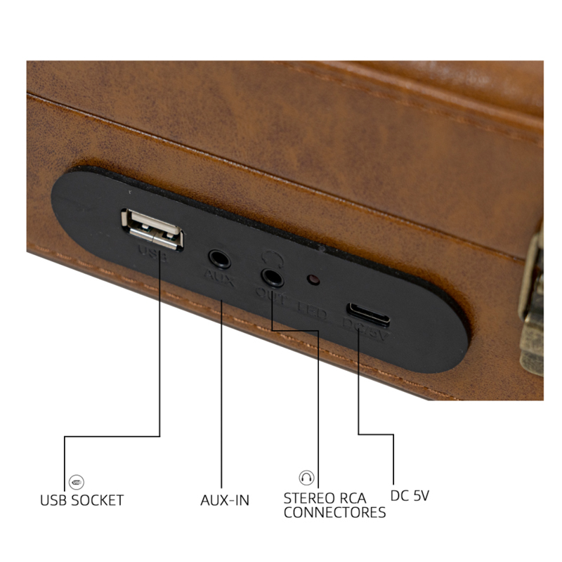 Tragbarer Plattenspieler mit Bluetooth und USB-C 3