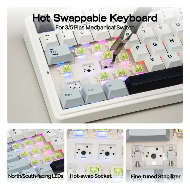 75%-Mechanische Tastatur Hot-Swap Bluetooth 3