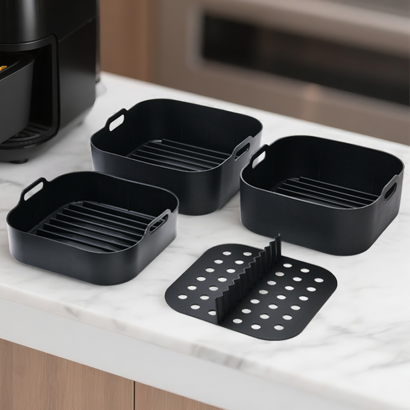 Wiederverwendbare Silikon Airfryer Liner Eckig 3