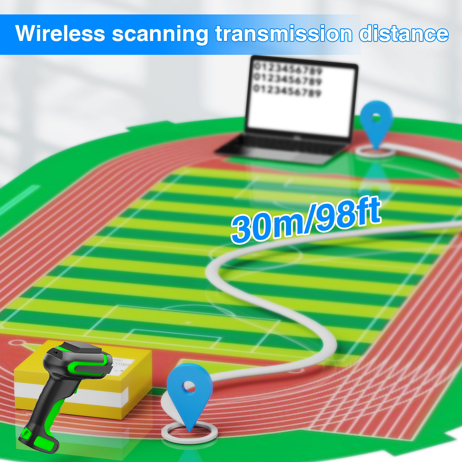 Langstrecken USB Handscanner Barcode Kabellos 3