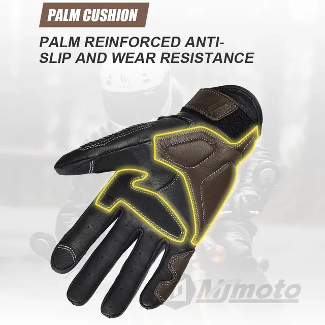 Perforierte Retro-Motorradhandschuhe aus Leder 2