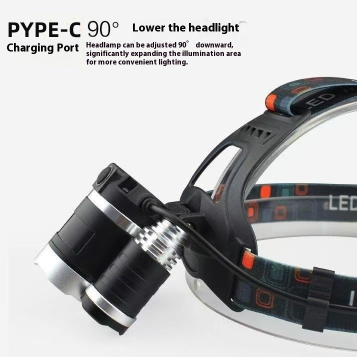 Wasserdichte LED Stirnlampe mit drei Leuchtköpfen 3