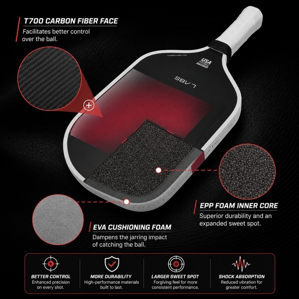 Pickleball-Schläger Carbon 16mm EPP-Kern 3