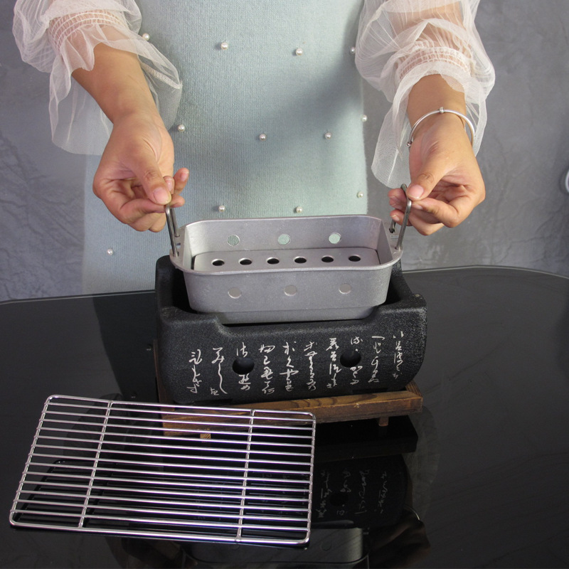 Japanischer rauchfreier Mini Holzkohlegrill Set