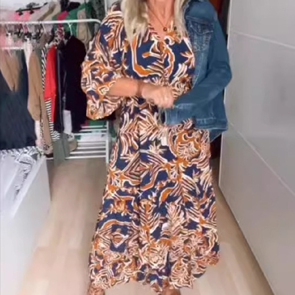 Bedrucktes Spitzenkleid mit Schnürung und Slim Fit 2