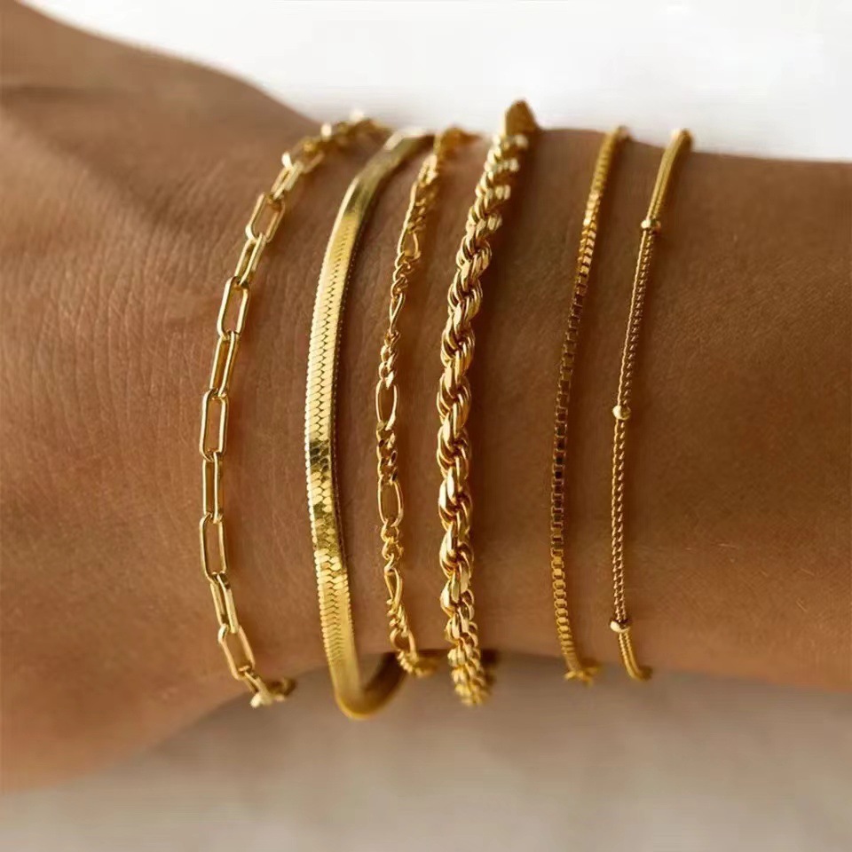 Edelstahl-Armband-Set im Schlichtdesign