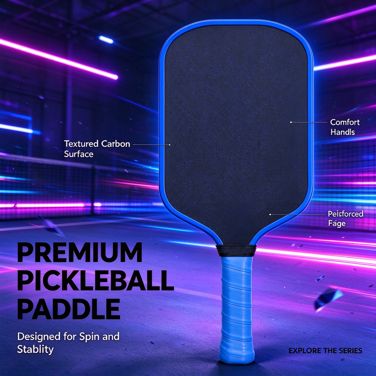 Wettkampf-Pickleball-Schläger Carbon Griptextur 3