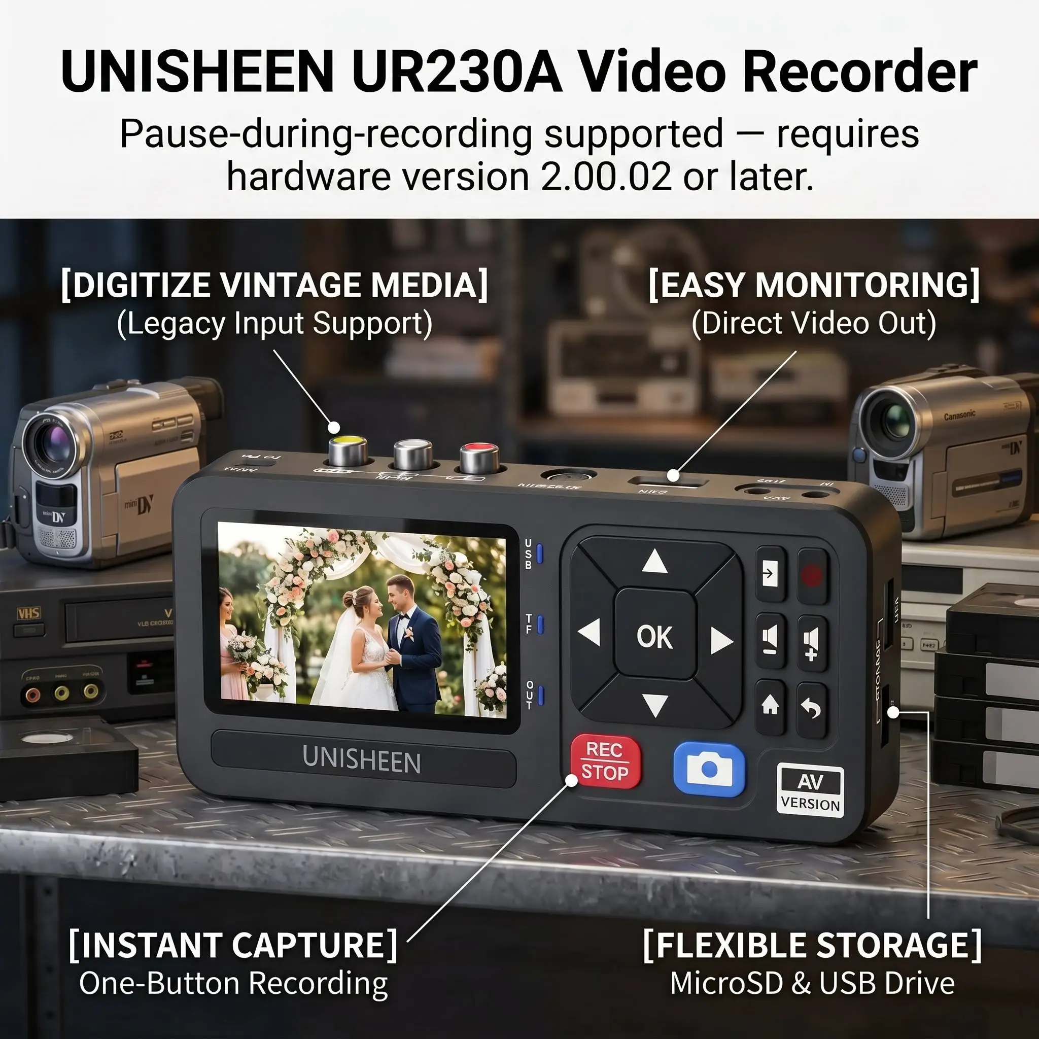 Analog-zu-Digital-VHS-Videorekorder-Konverter mit USB 2