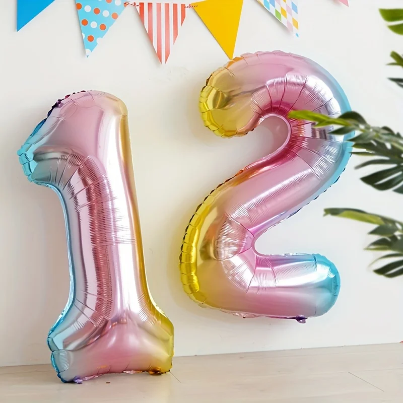 32 Zoll Regenbogen-Zahlenfolienballon für Geburtstag 4