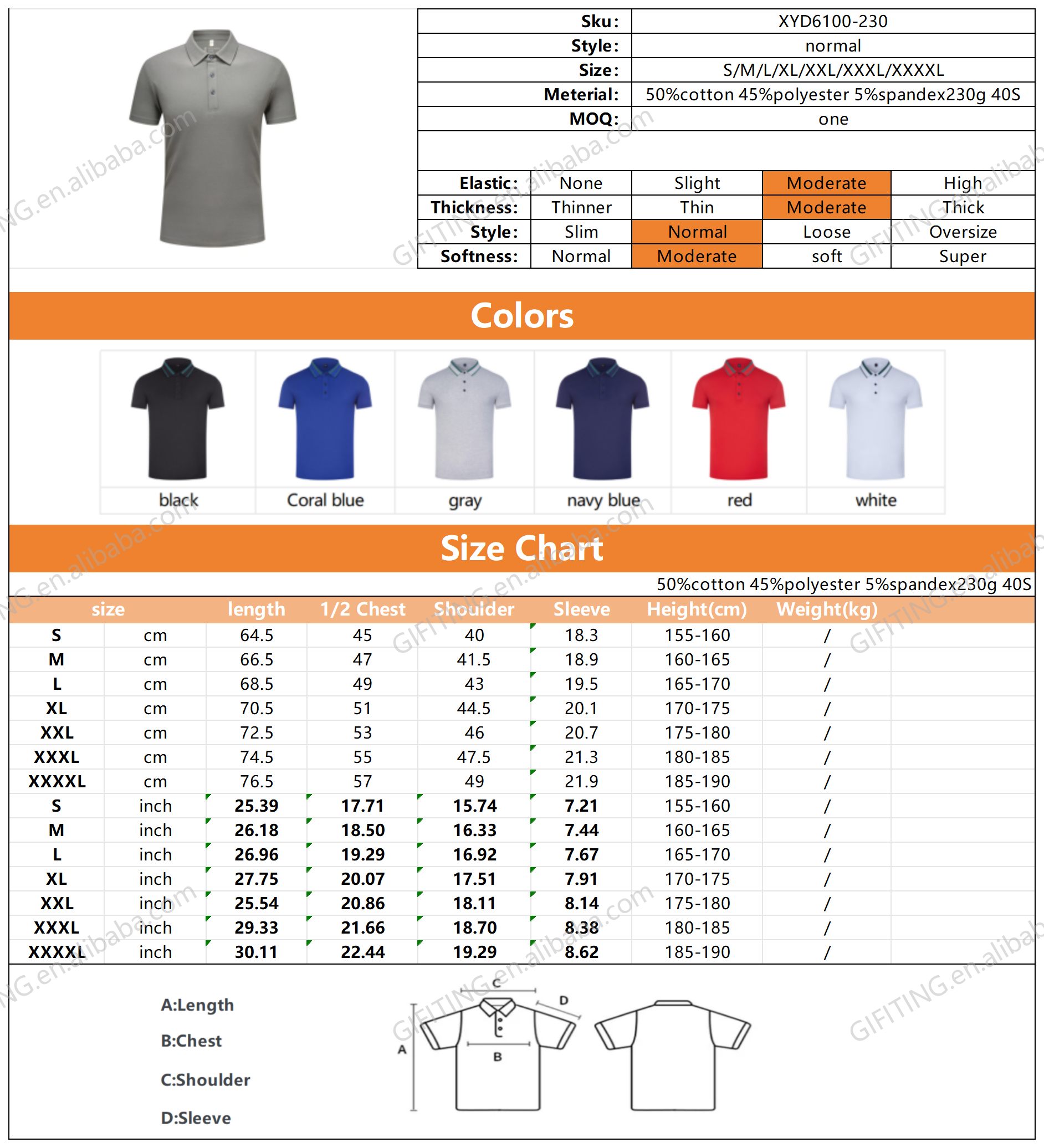 Herren Poloshirt Plus Size Kurzarm Golf-Strick 3