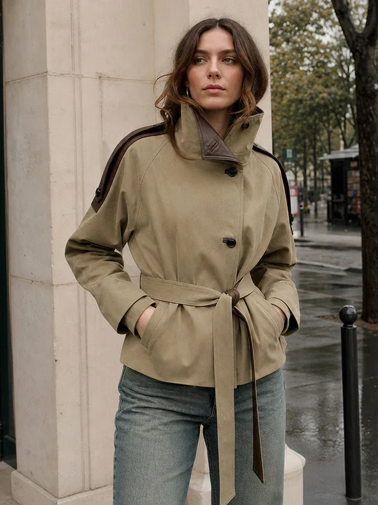 Damen Kunstleder-Trenchcoat 4