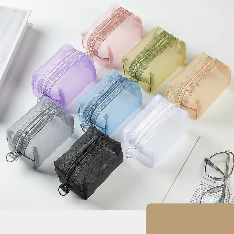 Transparente Mini-Kosmetiktasche aus Nylonnetz 2