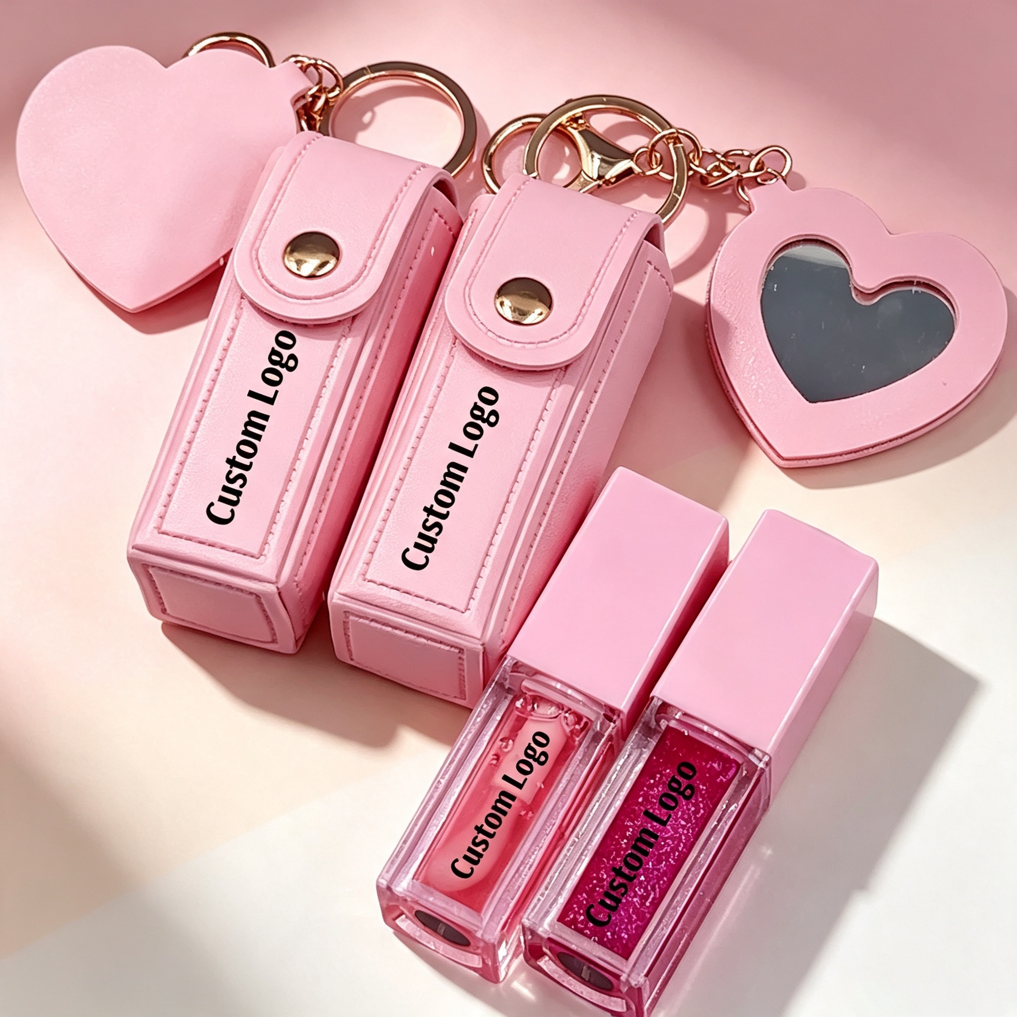 Lederne Lippenstift-Tasche mit Schlüsselanhänger