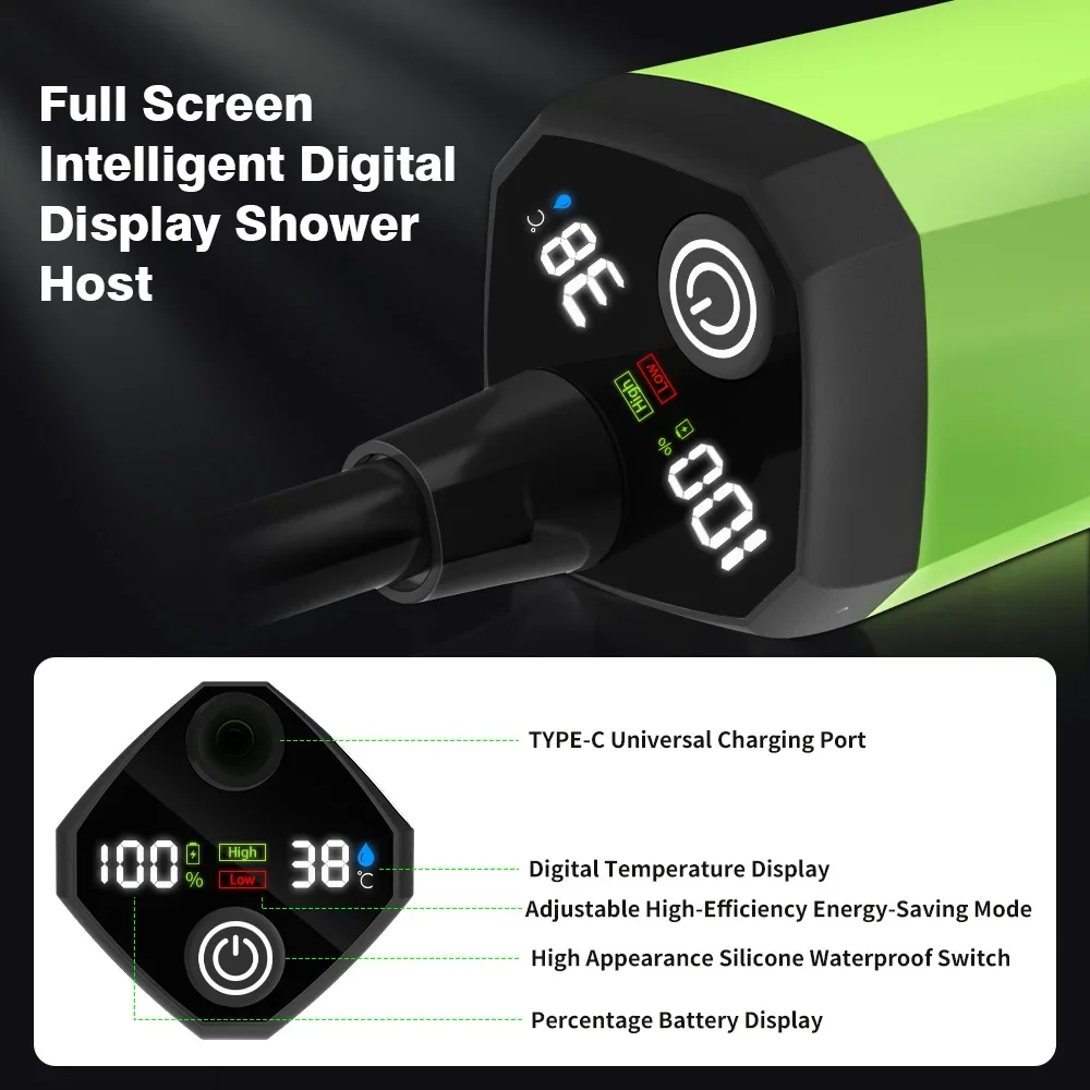 Camping-Duschpumpe mit Digitaldisplay, 6000mAh 2