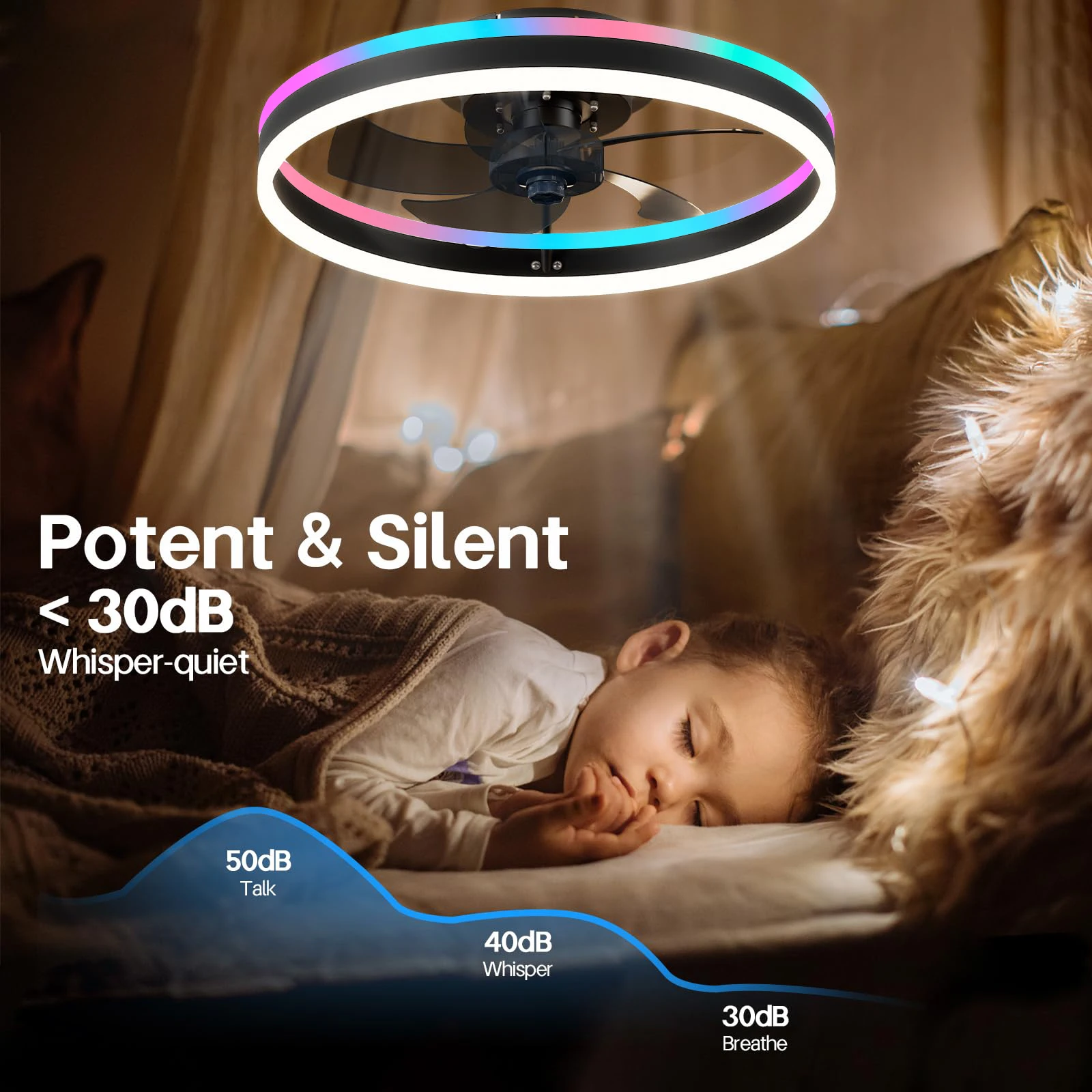 RGB-Deckenventilator mit Licht und App-Steuerung 4
