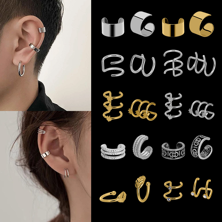 Blätter Ohrklemme in Goldoptik ohne Piercing