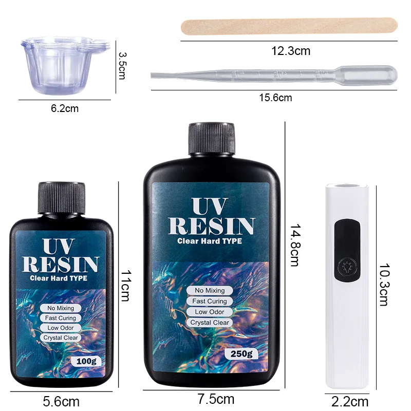 UV-Harz-Set mit Lampe, kristallklar, hart 2