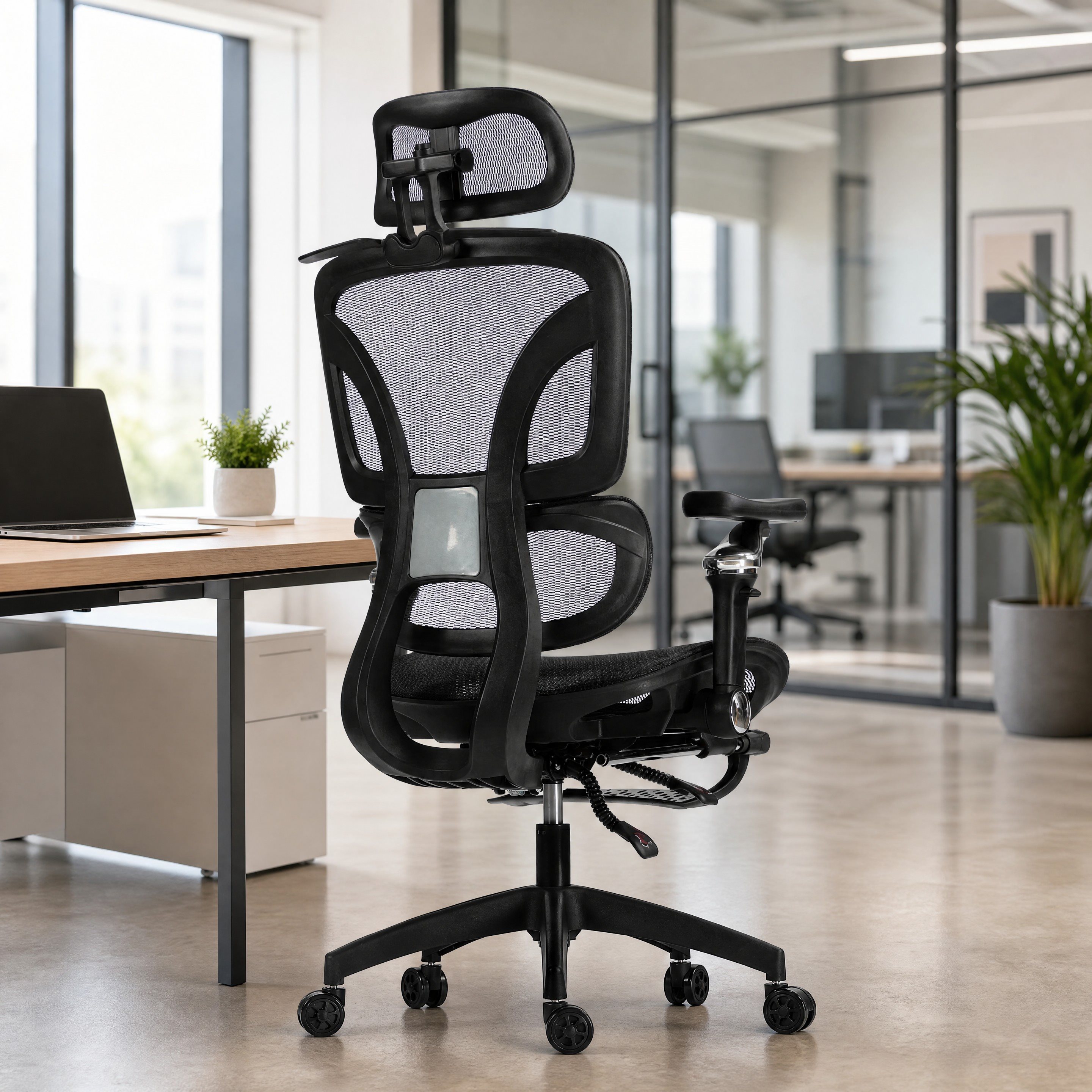 Ergonomischer Netz-Bürostuhl mit Kopfstütze 2