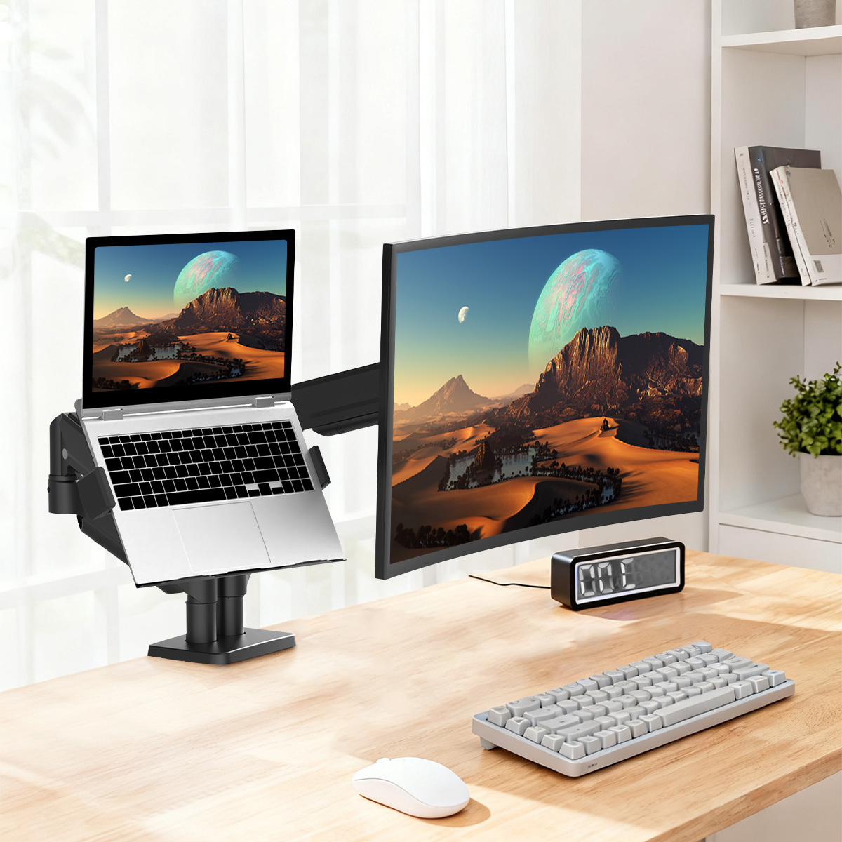 Doppelarm-Monitorhalterung mit Gasfeder 3