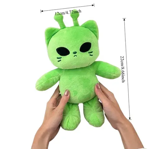Grünes Alien-Katzen-Plüschtier, Kawaii