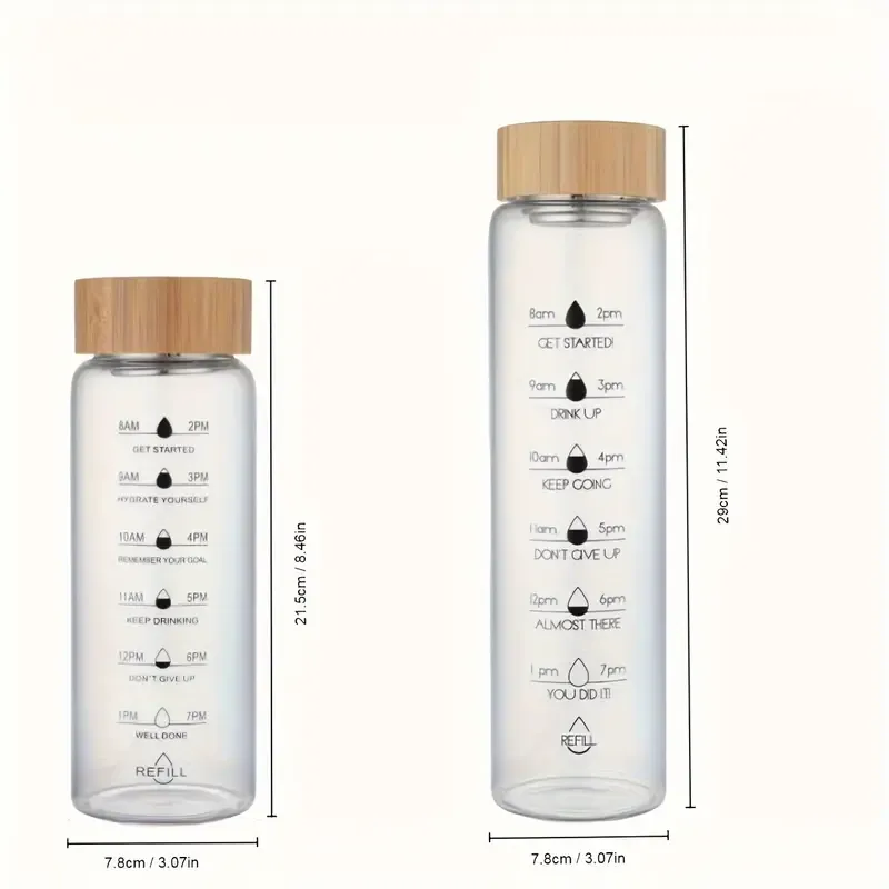 Glas-Trinkflasche mit Zeitmarkierung 3
