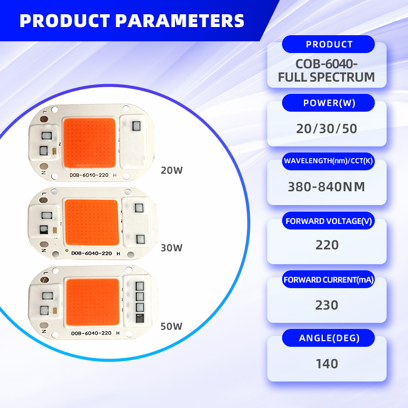 50W Vollspektrum LED-Chip Pflanzenlicht 220V 3