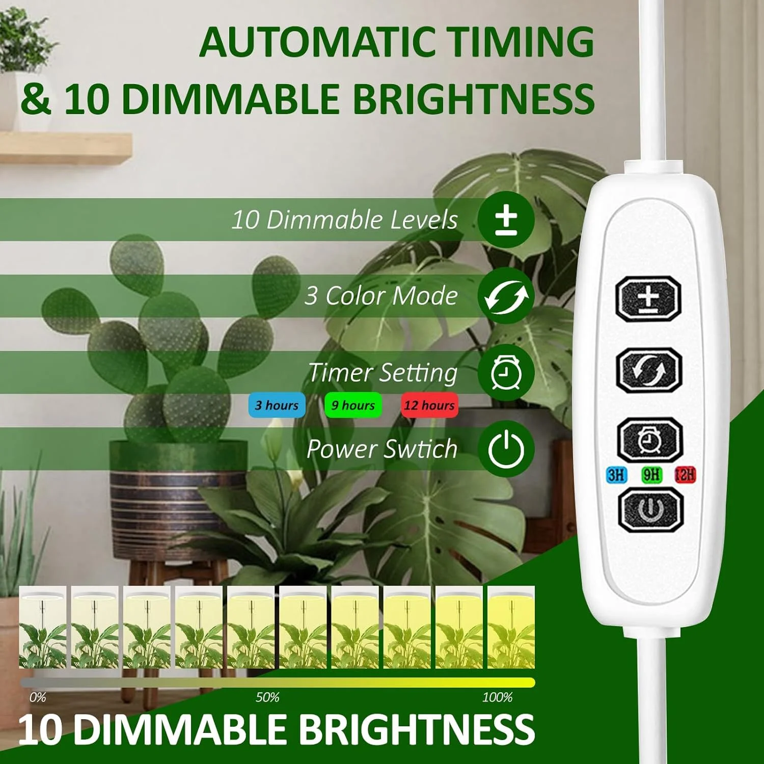LED-Pflanzenlampe Vollspektrum mit Timer 4