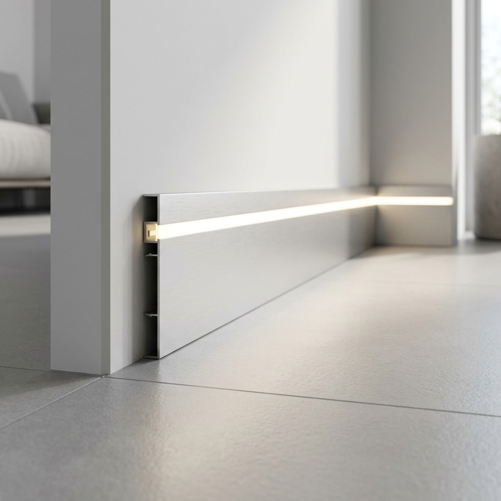 Aluminium-Sockelleiste mit integrierter LED-Montage 4