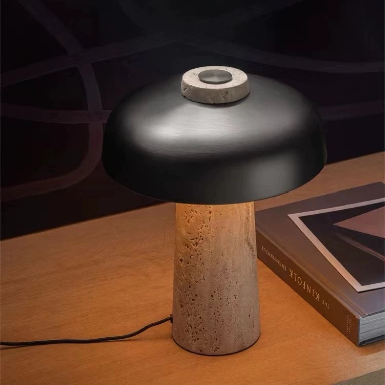 Nordische Travertin Pilz Tischlampe Gelb 4