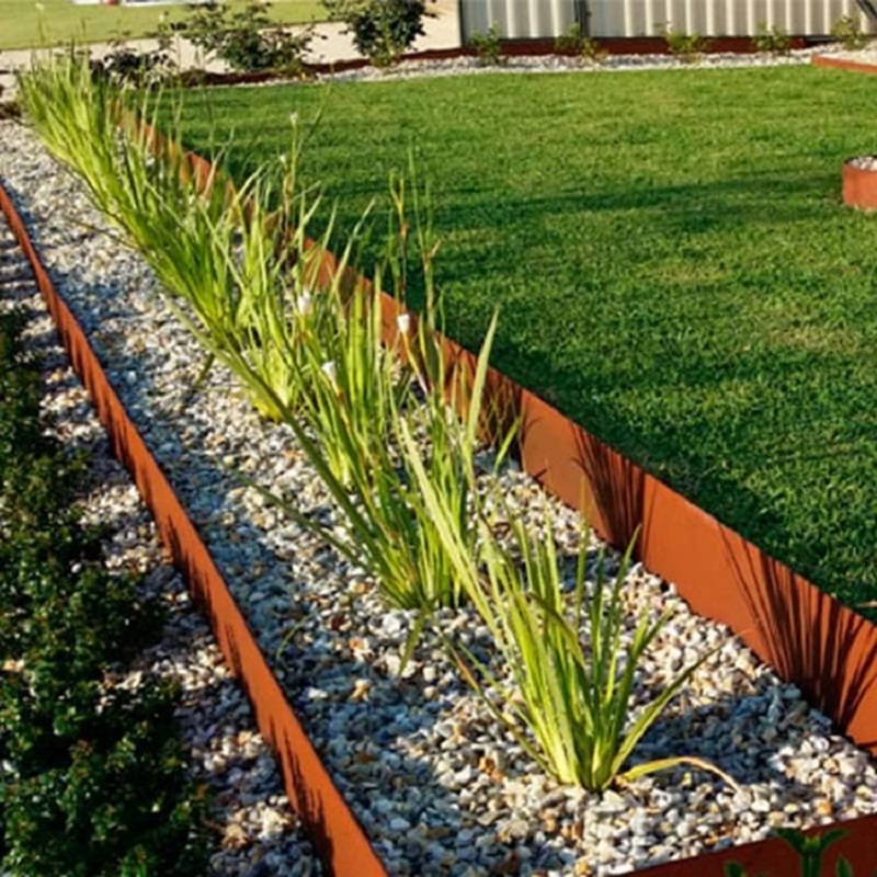 Corten-Stahl Rasenkante Gartenbeet 3