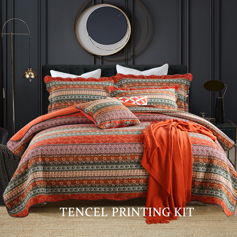 Wendbare Baumwoll-Tagesdecke, 3-teilig, Paisley-Muster 3