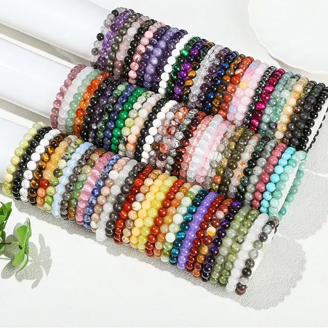 Obsidian-Fluorit-Perlenarmband im Stretch-Design 4