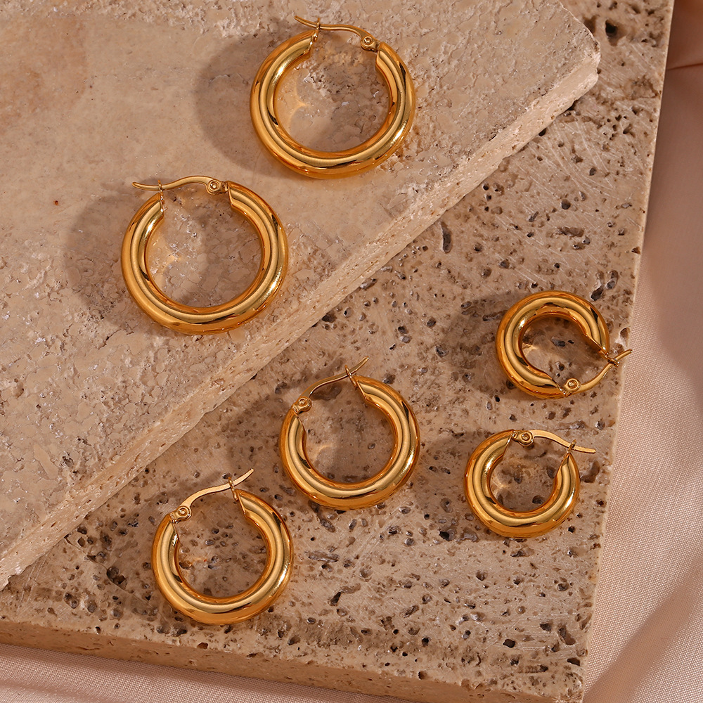 Übergroße Geometrische 18K Gold Creolen 2