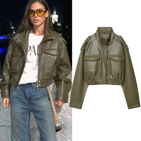 Damen-Kunstlederjacke