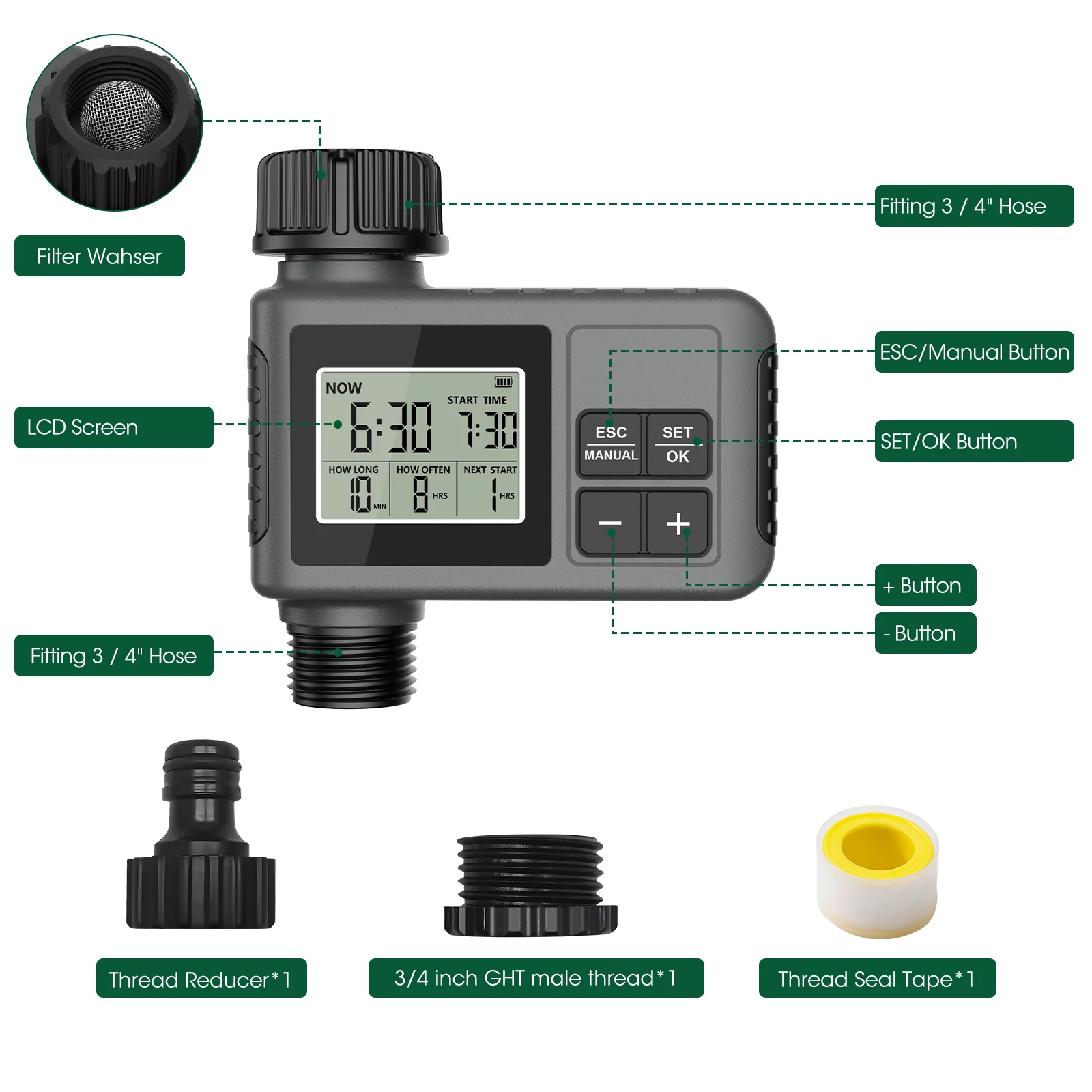 Intelligenter Gartenschlauch-Timer, Dip-Bewässerung 2