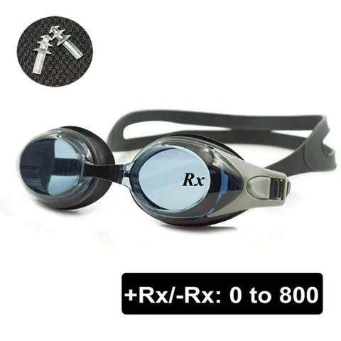 Optische Schwimmbrille mit Stärken und Ohrstöpseln
