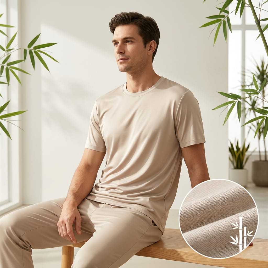 Basic-T-Shirt aus Baumwoll-Viskose-Mix 4