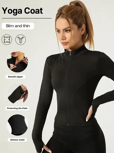 Damen Fitness-Langarmshirt mit Stehkragen 2