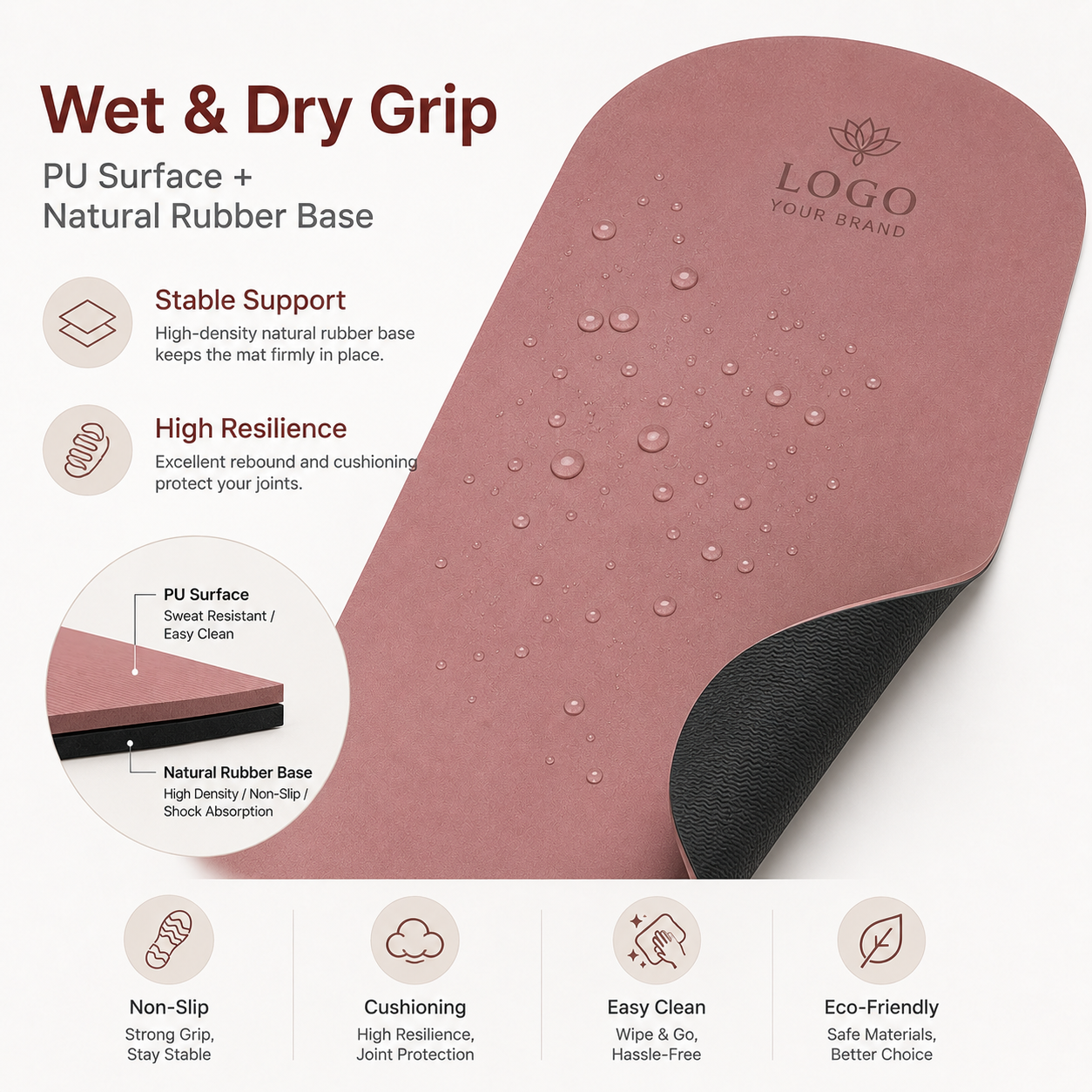 Bogenförmige PU-Yoga-Matte aus Naturkautschuk 3