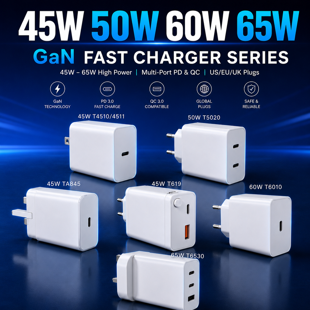 65W GaN USB-C Schnellladegerät Reise