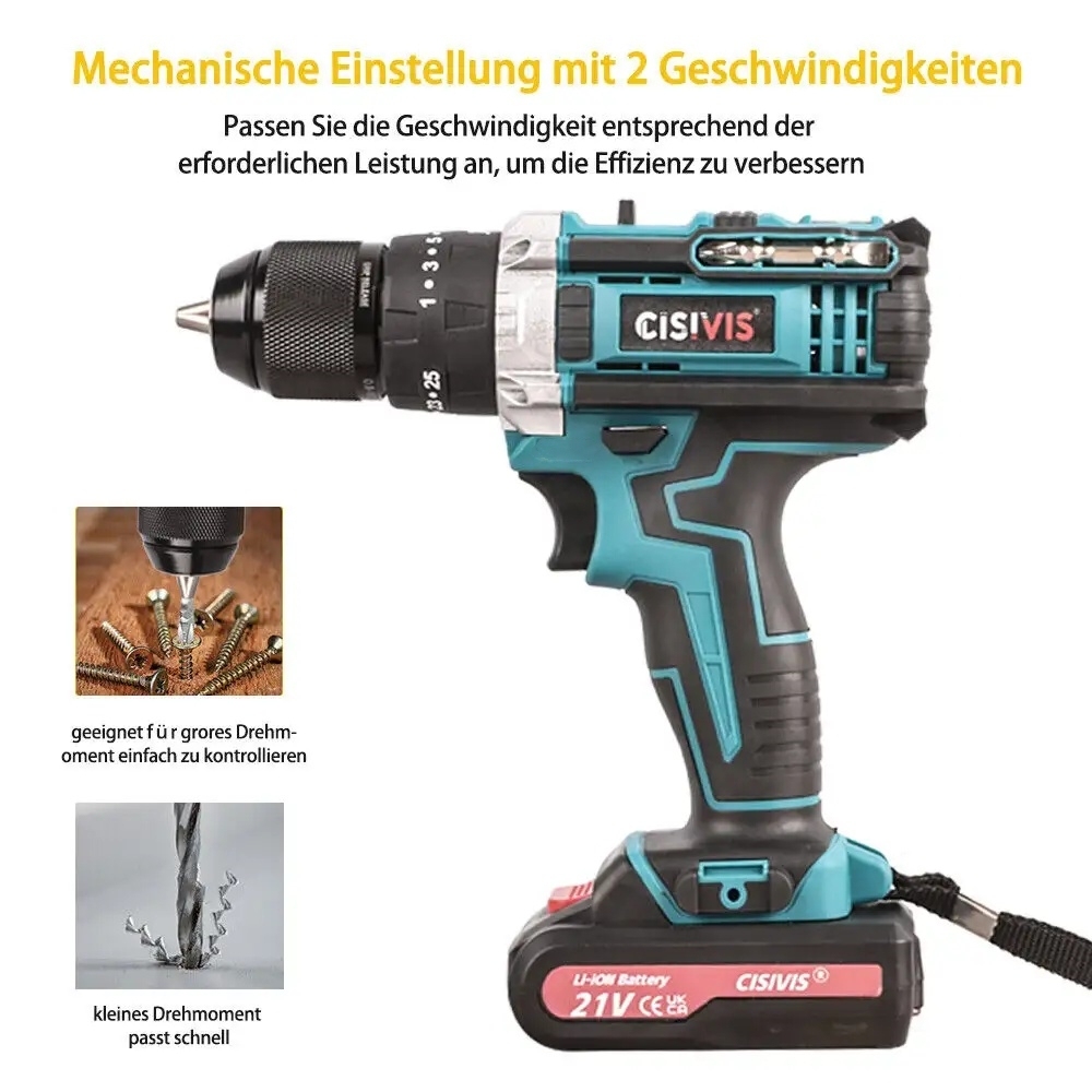 Akku-Bohrschrauber-Set 45 Nm 21V 2
