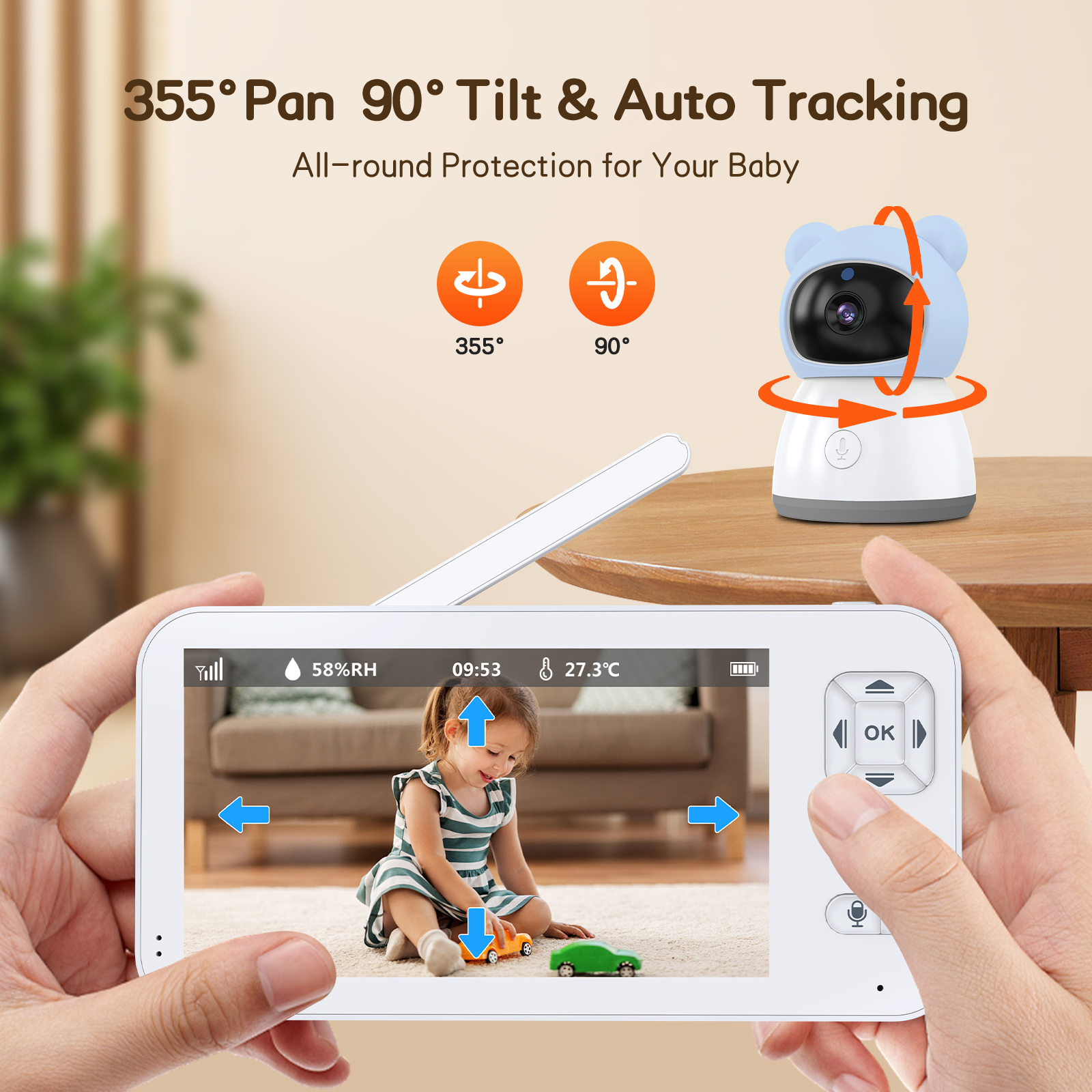 2K Smart-WLAN Babyphone 5-Zoll mit Schwenkfunktion 4