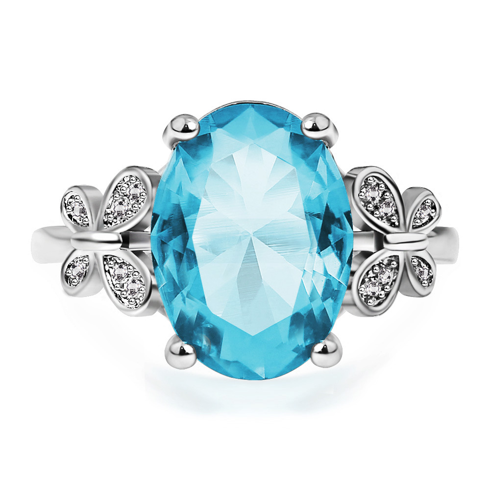 Damen Ring mit Meerblauem Zirkonia
