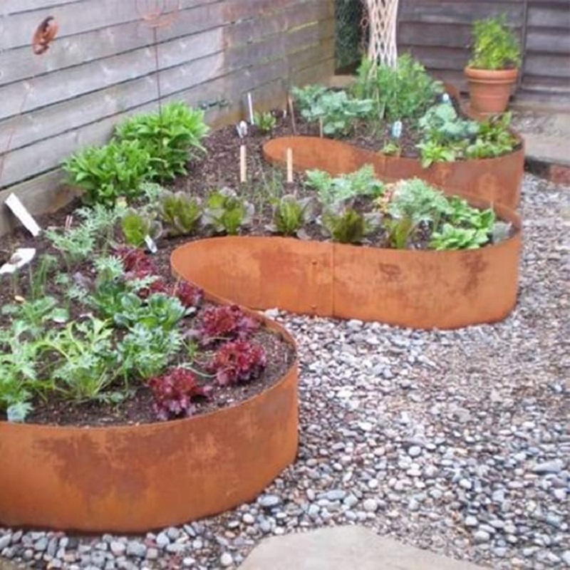 Corten-Stahl Rasenkante Gartenbeet 4