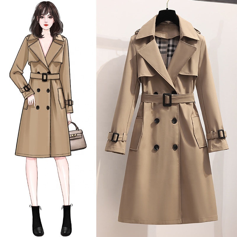 Damen Trenchcoat Plus Size Langarm 3