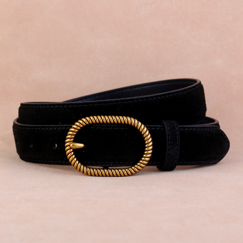 Eleganter Wildleder-Gürtel mit Goldschnalle 2