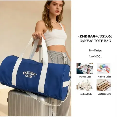 Robuste blaue Canvas-Wochenendtasche groß