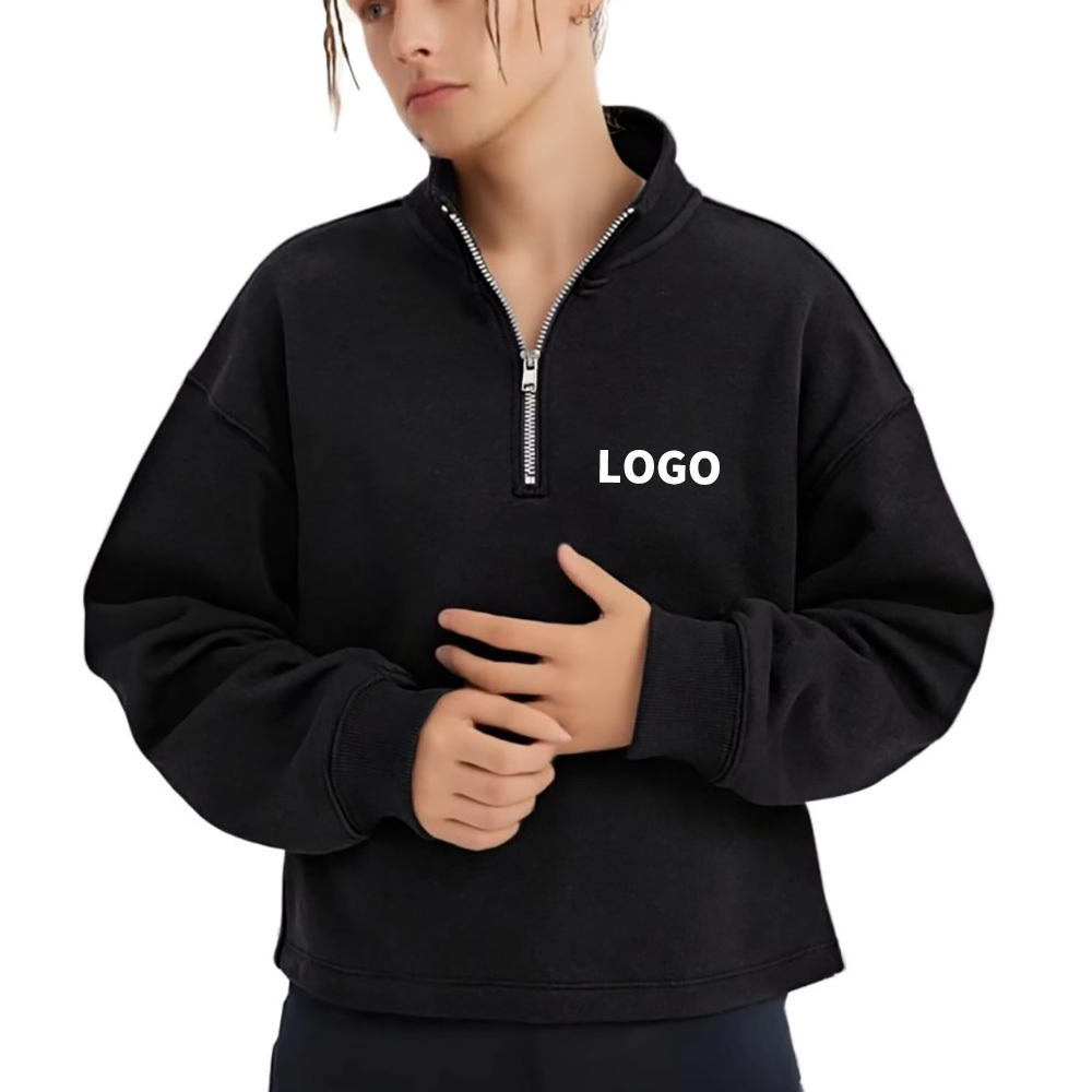 Oversize-Halbzip-Sweatshirt aus Fleece Silber